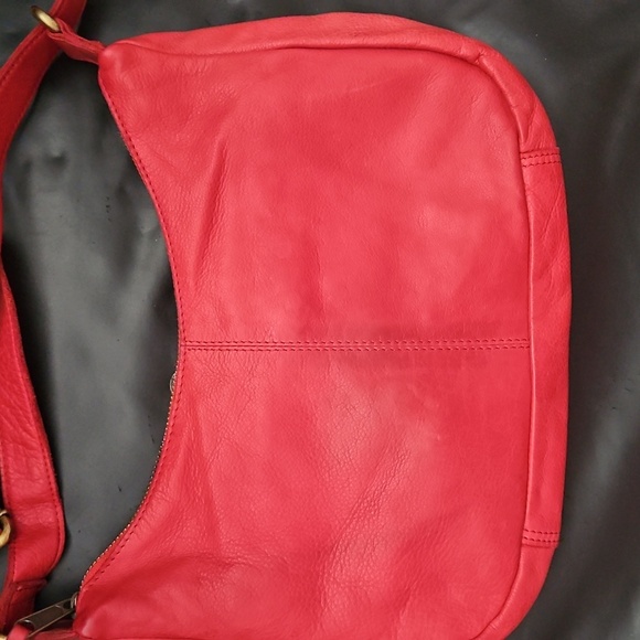 Axel David Vintage 100% Leather Coral Crossbody Bag Adjustable  Brass Hardware - Picture 5 of 9